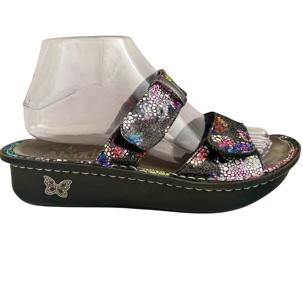 Alegria Karmen Bubblish Metallic Multi Wedge Sandals Slides Comfort Rainbow 38/8